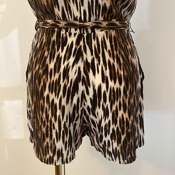 L'Agence Audra Sleeveless Leopard-Print Silk Romper Size 2 - Picture 10 of 15